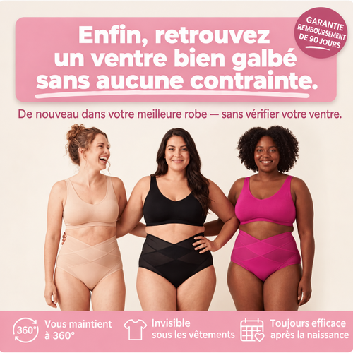 Culotte gainante taille haute Lucérya à bandes croisées, maintien 360° du ventre