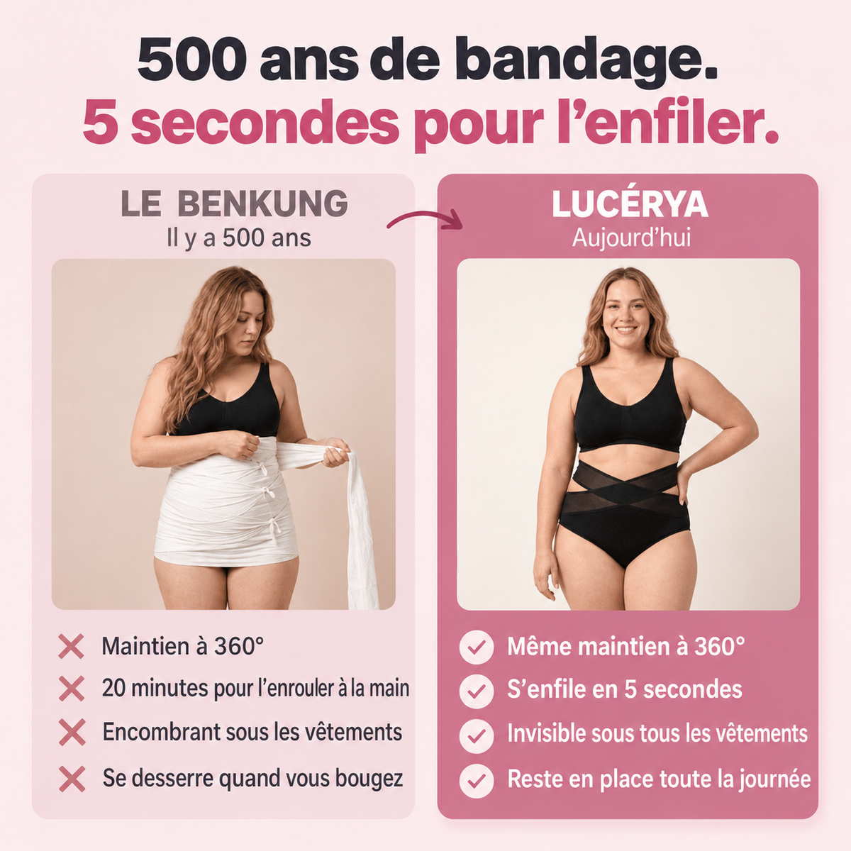 Comparatif entre les bandes de soutien traditionnelles et la culotte Lucérya