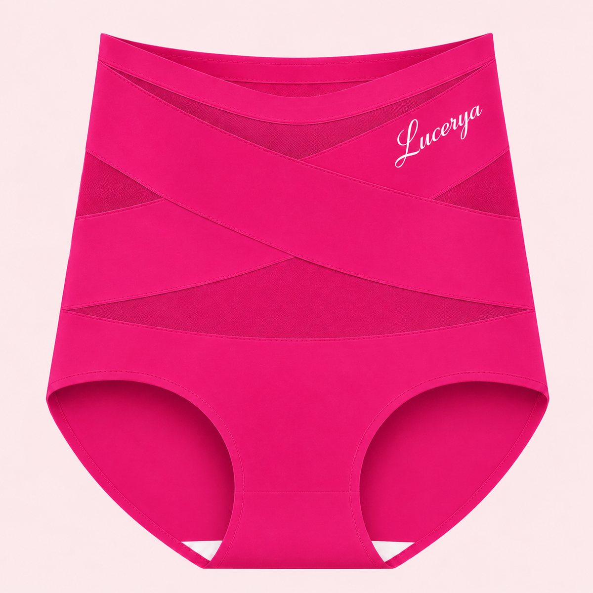 Culotte gainante Lucérya rose à bandes croisées