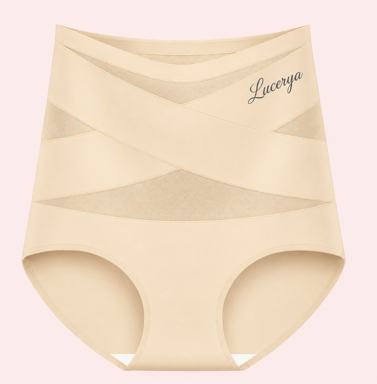 Culotte gainante Lucérya beige à bandes croisées