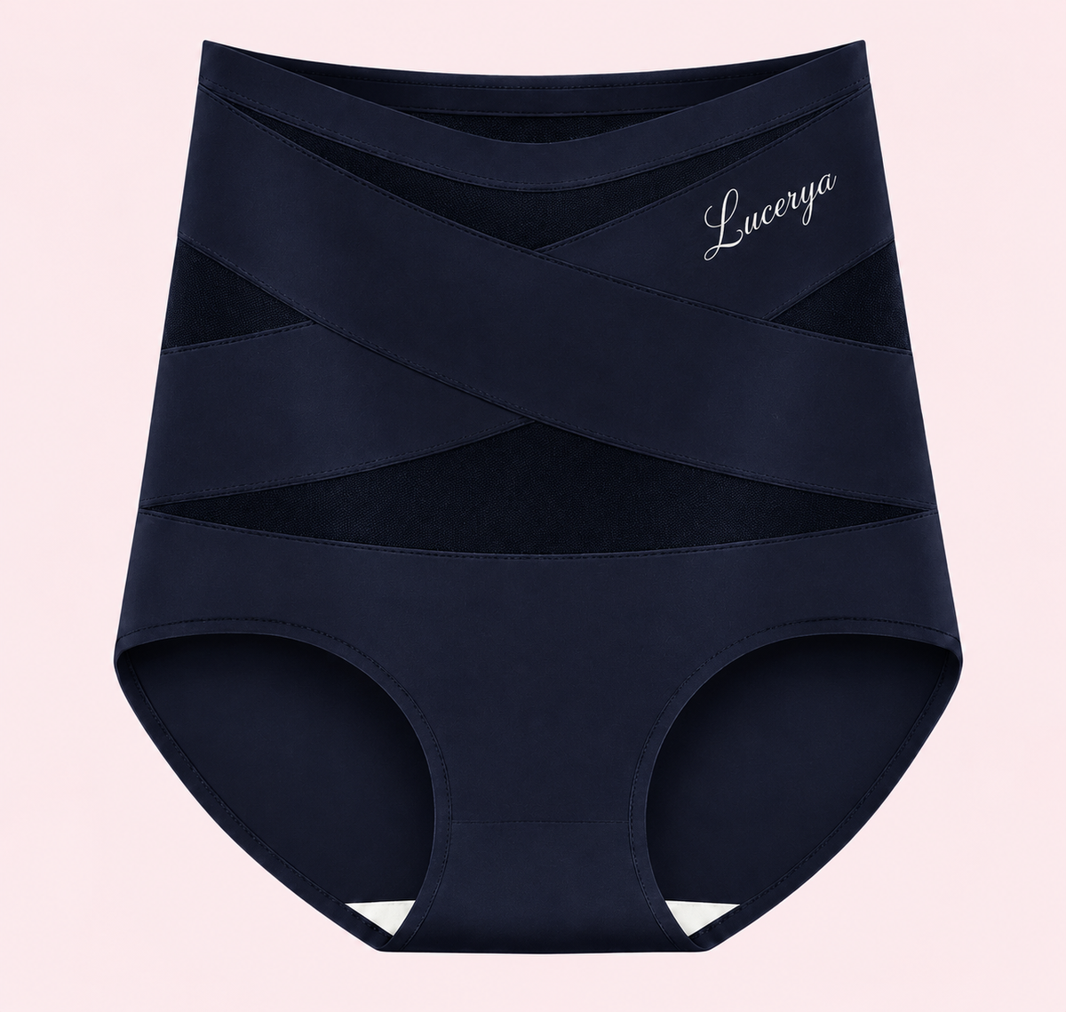 Culotte gainante Lucérya bleu marine à bandes croisées