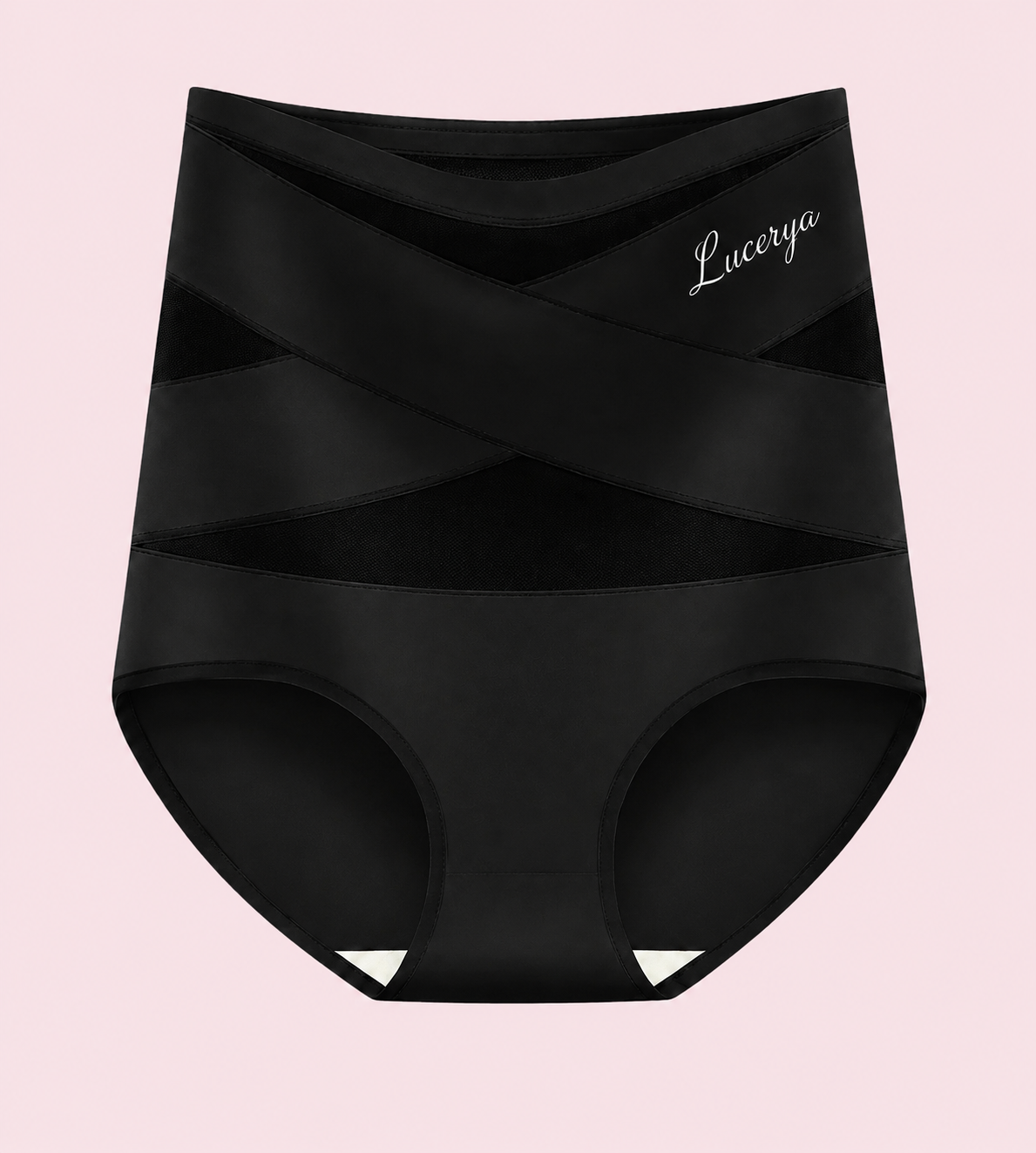 Culotte gainante Lucérya noire à bandes croisées