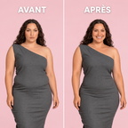Avant et après avec la culotte Lucérya, même robe le même jour